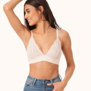 WearLively Long Lined Lace Bralette in Soft Pink
